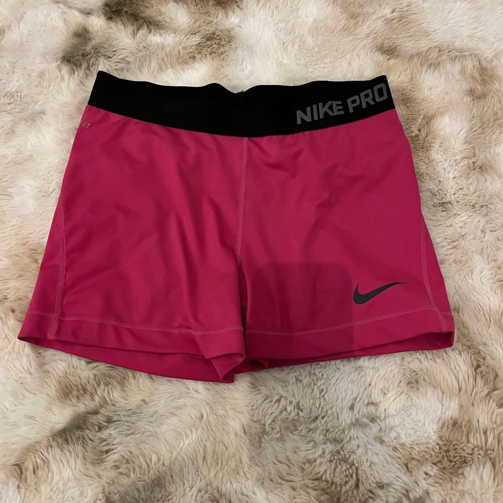 Nike Pro Women's Athletic Shorts in Pink and Black